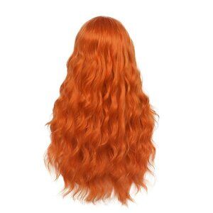 Orange Long Curly Middle Part Wigs